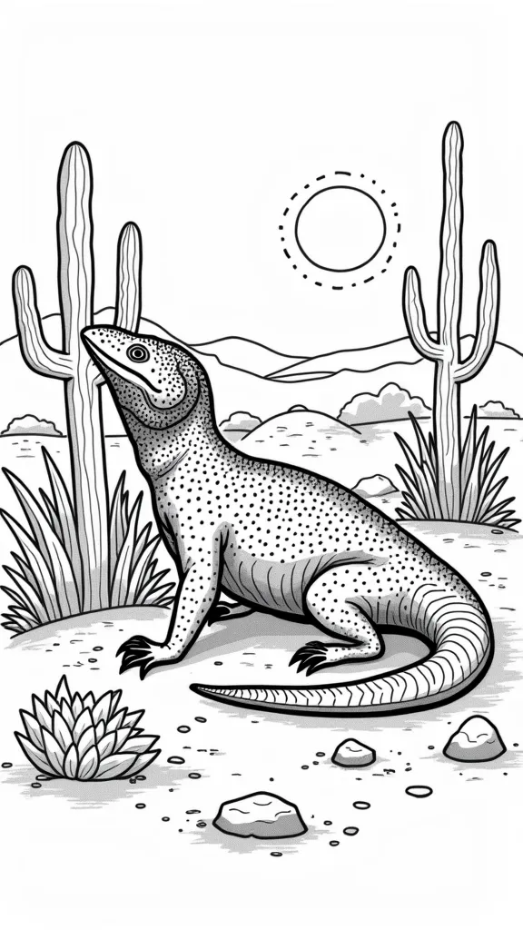 Página para colorear de Gila Monster